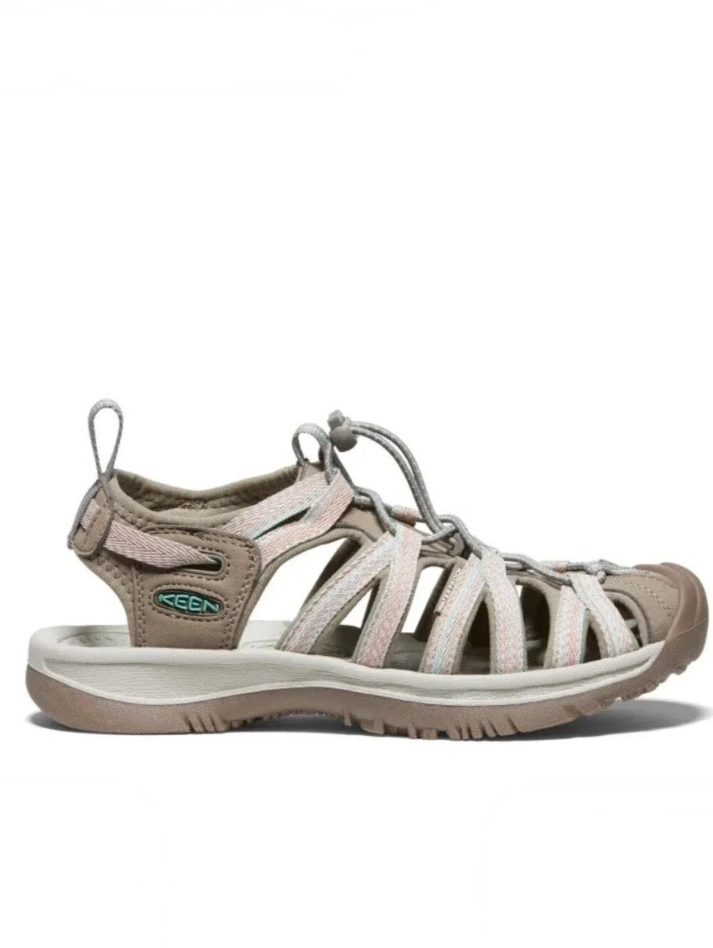 Keen Whisper Lightweight Water Resistant Trail Sandals Size 7.5 Taupe Coral EUC